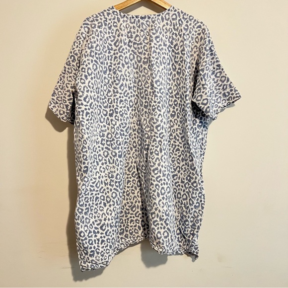 Emerson Fry Charcoal Leopard 100% Linen Caftan Women One Size - Picture 7 of 7